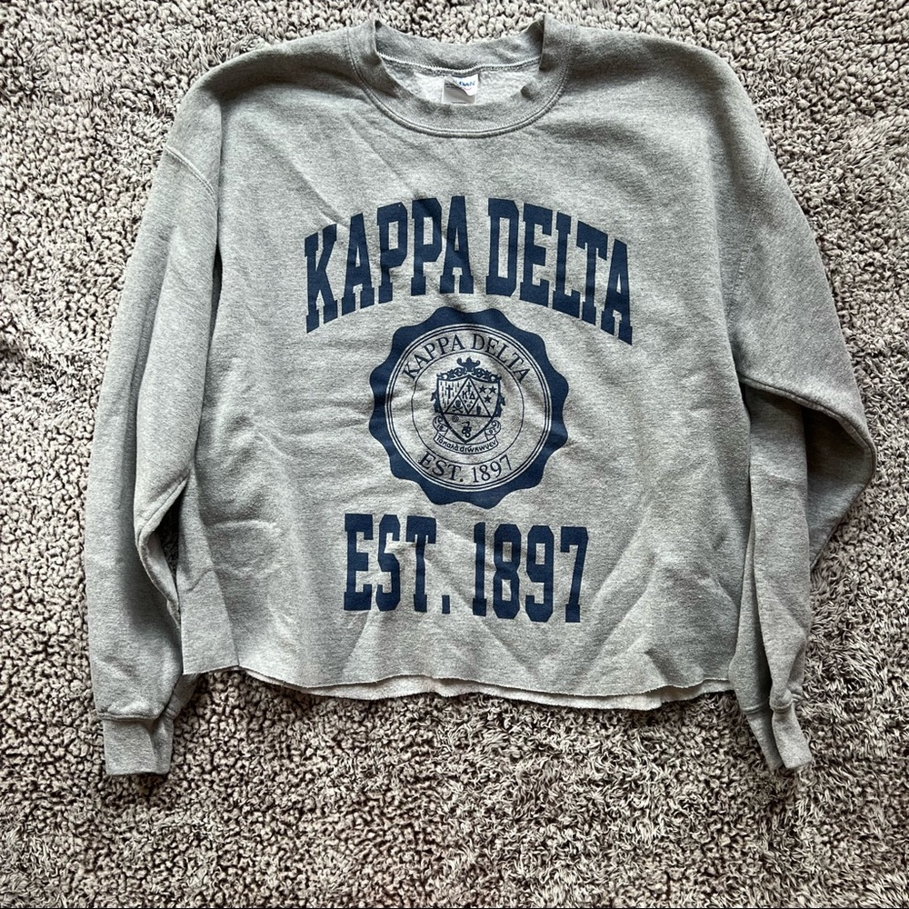 Kappa Delta (KD) Gray Collegiate Crop Sweatshirt